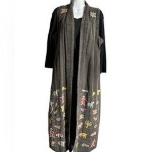 Vintage Sacred Threads Embroidered Long Vest with Animal Motifs